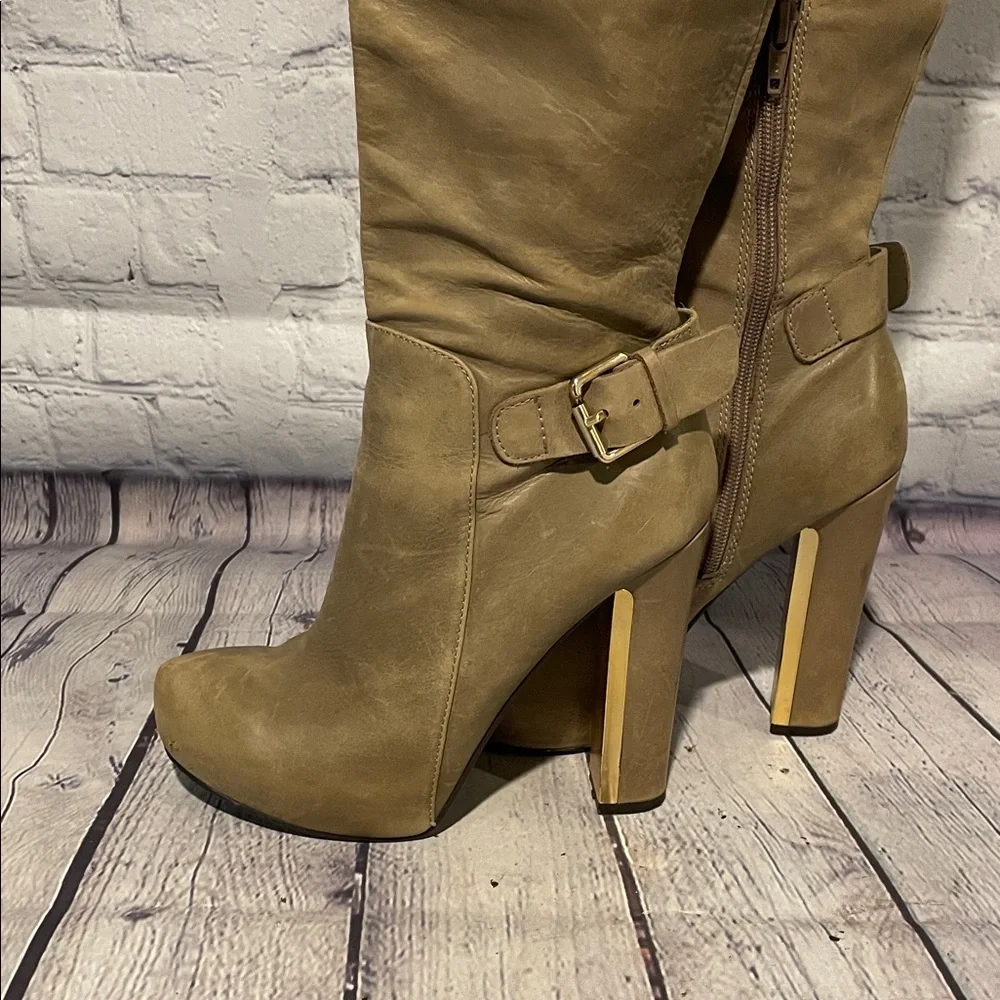 Guess Tan Leather Over the Knee Boots | Size 6